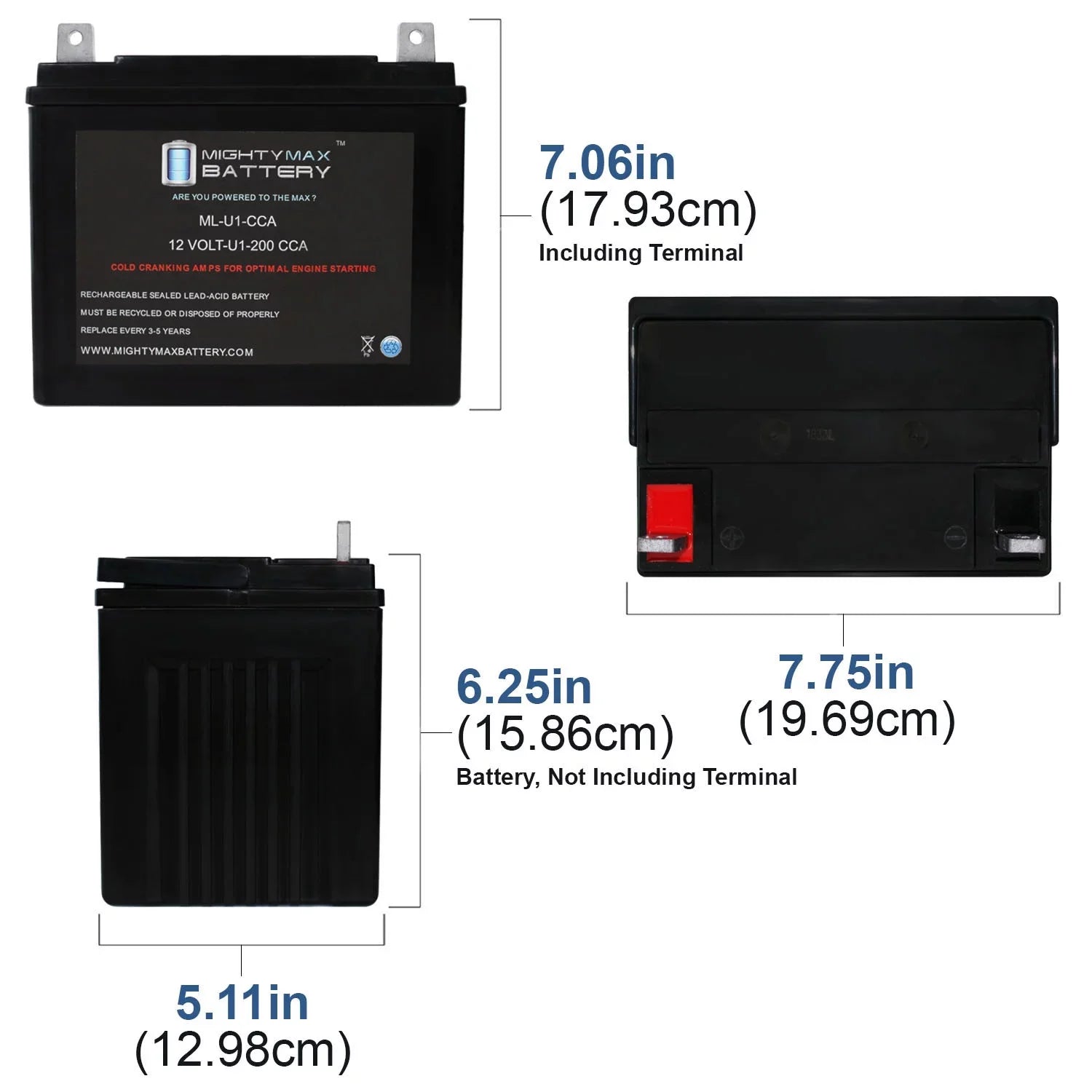 ML-U1 12V 200CCA Battery for Bobcat Fastcat Pro 942406H 0Turn Mower