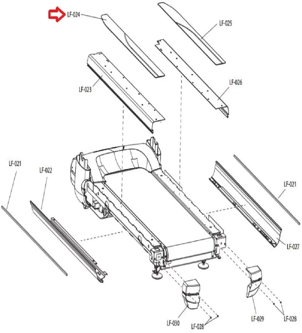Left Rail Anti Slip 0K65-01190-2404 Works W Life Fitness Treadmill