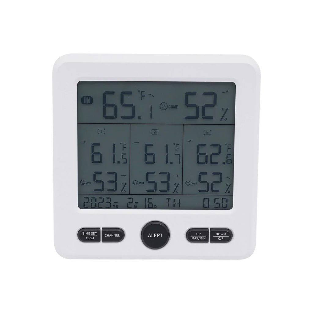 Digital Indoor Outdoor Hygrometer Thermometer Humidity Meter LCD 3 Sensors