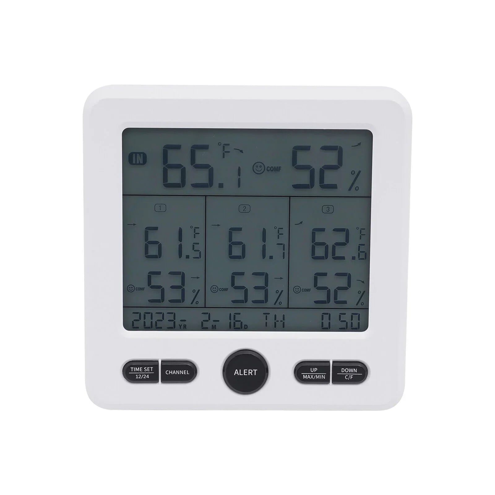Digital Indoor Outdoor Hygrometer Thermometer Humidity Meter LCD 3 Sensors