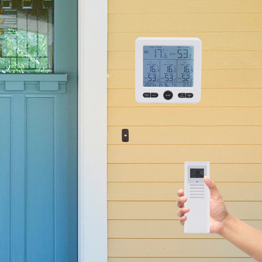 Digital Indoor Outdoor Hygrometer Thermometer Humidity Meter LCD 3 Sensors