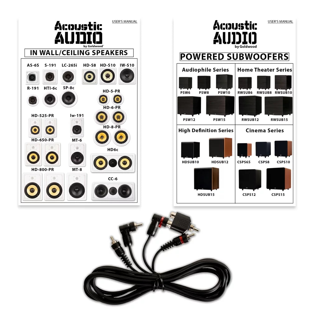 Acoustic Audio 7.1 Speaker System Flush Mount 7 Speaker Set and 6" Powered Sub