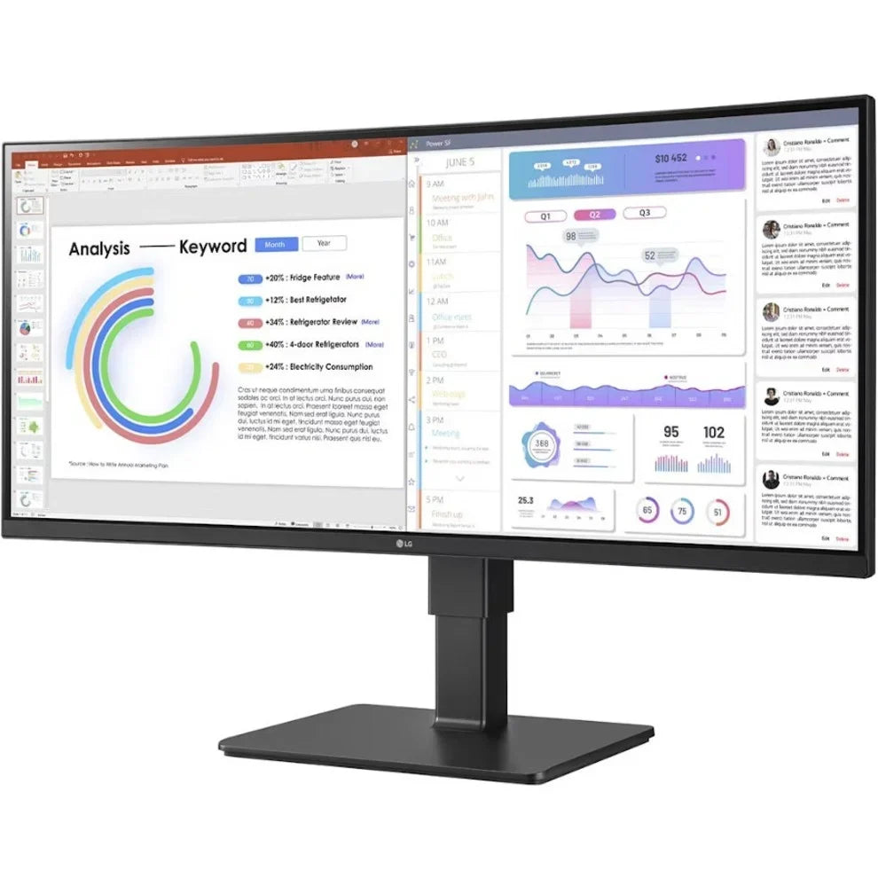 LG Ultrawide 34\" 3440 x 1440 LED HDR10, sRGB Curved Monitor, Textured Black, 34BQ77QB-B