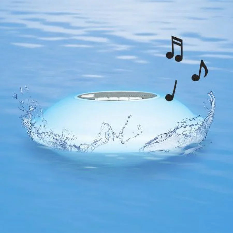 Poolmaster Multi-Light Floating Waterproof Portable Bluetooth Speaker - 7 Color LED Backlight Monitor with Phone Call Functionality for Swimming Pools, Lakes, Outdoors