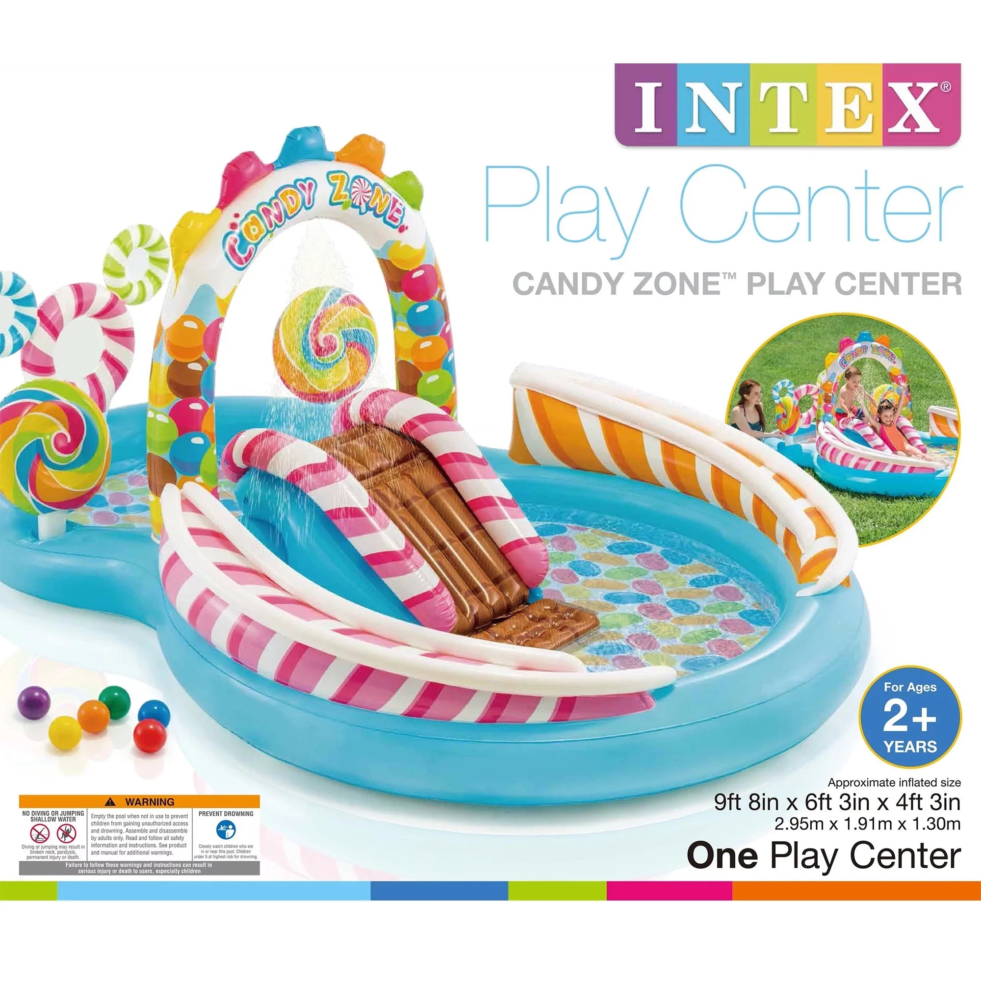 Intex Kids Candy Zone Play Center Splash Pool w/ Waterslide(Open Box) (2 Pack)