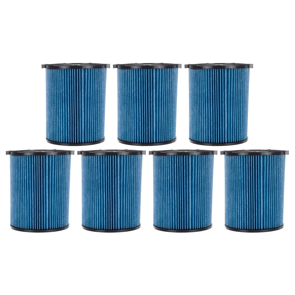 7 Pack 3-Layer Fine Dust Cartridge Filter Replacement Part 72952 Compatible with RIDGID VF5000, 5-20 Gallon Wet & Dry Vacuums, Washable & Reusable