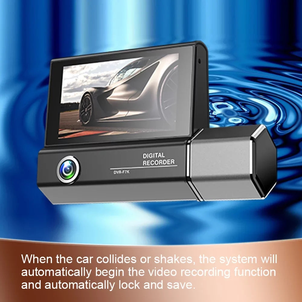 Docooler 3 Cameras Dash Cam 4in Clear Car Rearview Mirror Car Video Recording Camcorder Car Camera Recorder Auto Safety Driving Recorder
