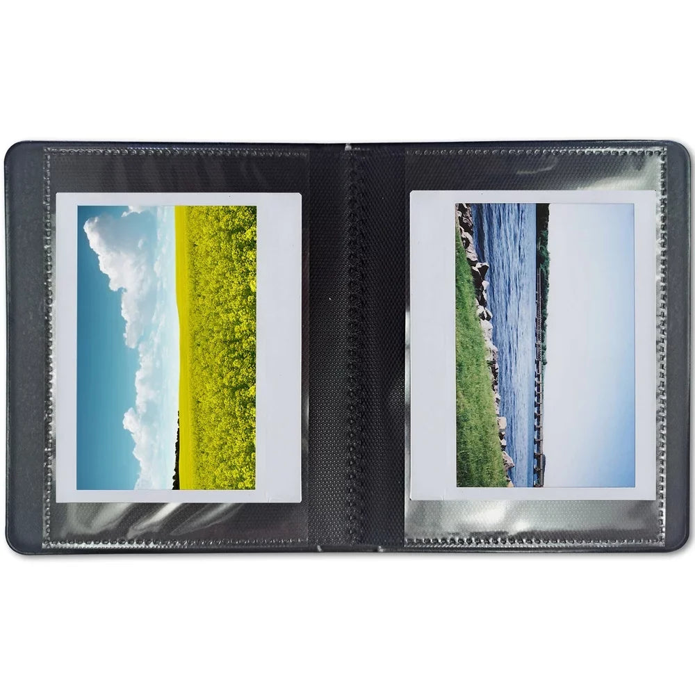 Polaroid Color Film for 600 Double pack + Phobea Leather 5" Photo Album for Wide Prints Holds 32 Prints- Grey + Cloth
