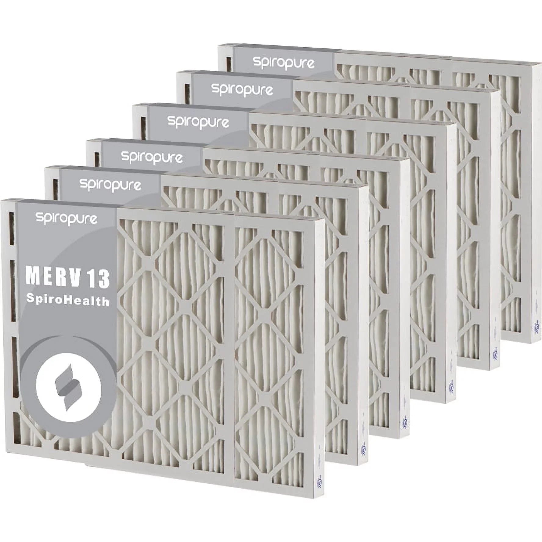 SpiroPure 15.75x31.75x2 MERV 13 Pleated Filter Air Filters - Made in USA (6 Pack)