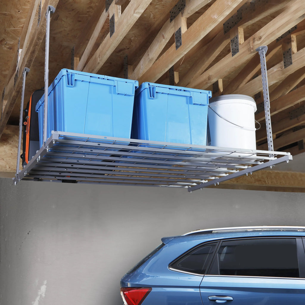 WORKPRO Overhead Garage Ceiling Rack, 48"L x 42"W x 28"H, Silver, 24'