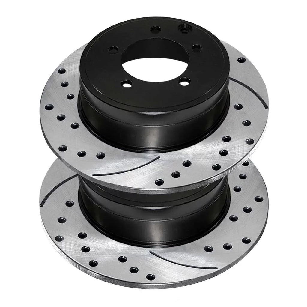 AutoShack Rear Drilled Slotted Brake Rotors Black Pair of 2 Driver and Passenger Side Replacement for Jeep Patriot Compass Dodge Avenger Caliber Chrysler 200 Sebring Mitsubishi Lancer V6 FWD PR63038LR