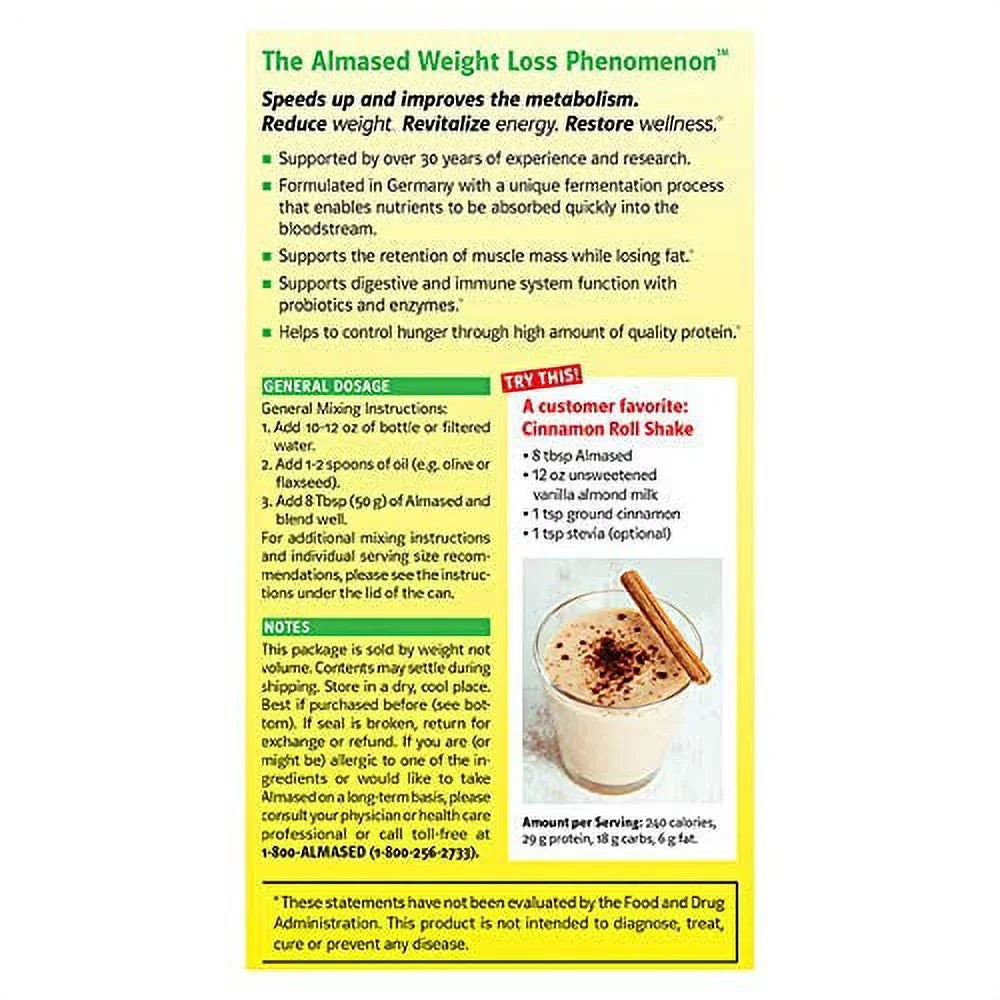 Almased Powder Multi Protein Meal Replacement Shake 17.6 oz Bundle with a Shaker Bottle and Lumintrail Measuring Spoon Set (3 Pack)