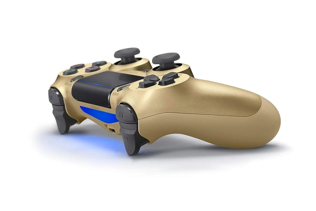 Pre-Owned Sony Dual Shock Gold Gaming Controller For PS4 Console + Wired Earbuds BOLT AXTION Bundle (Refurbished: Like New)