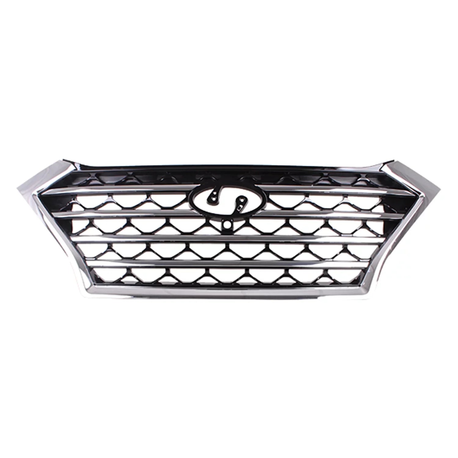 FRONT GRILLE; FOR USE WITH CAMERA; PAINTED BLACK WITH CHROME MOLDINGS;