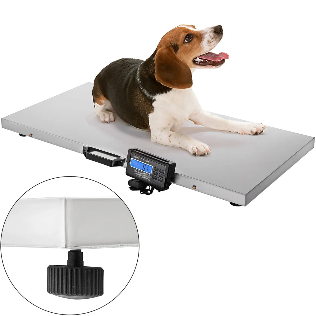 SKYSHALO Livestock Scale Dog Scales Large Animal Scale Pig Scale 700lbs x 0.2lbs Large Platform 40.6x20.9Inch Stainless Steel Vet Scale Industrial Floor Scale Goat Weight Scale Pet Digital Scale