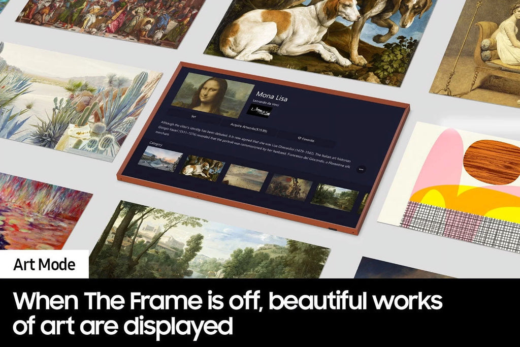 SAMSUNG 43-inch QLED The Frame Series Quantum HDR Smart TV with Samsung VG-SCFA43WTB 43" The Frame Customizable Bezel - Modern White (2022)