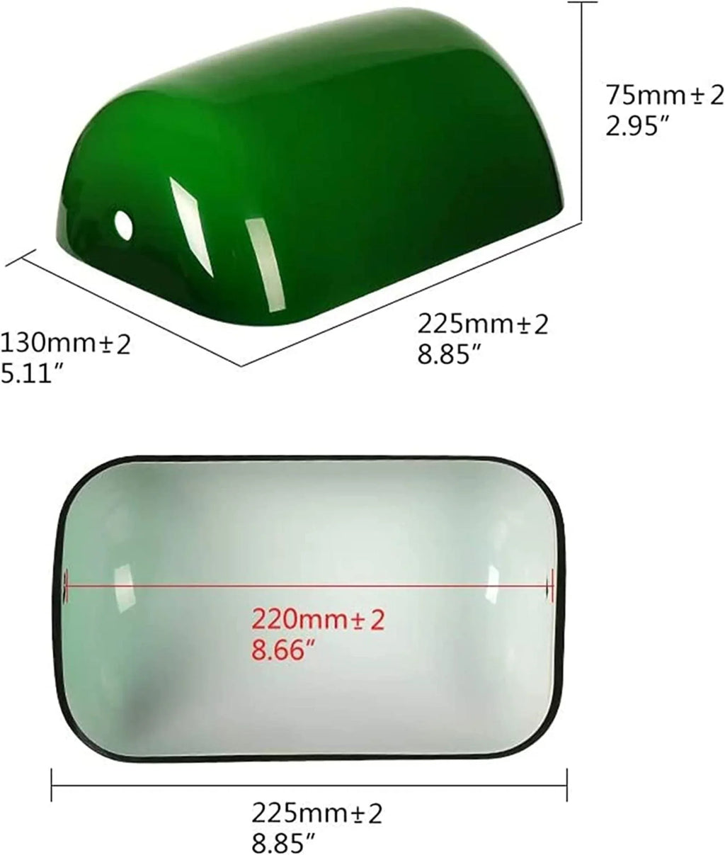 Aspen Creative 23601-21, Replacement Cased Opal Glass Shade For Bankers & Pharmacy Lamps, 8-3/4"L x 5-1/4"W x 3-1/8"H, GREEN