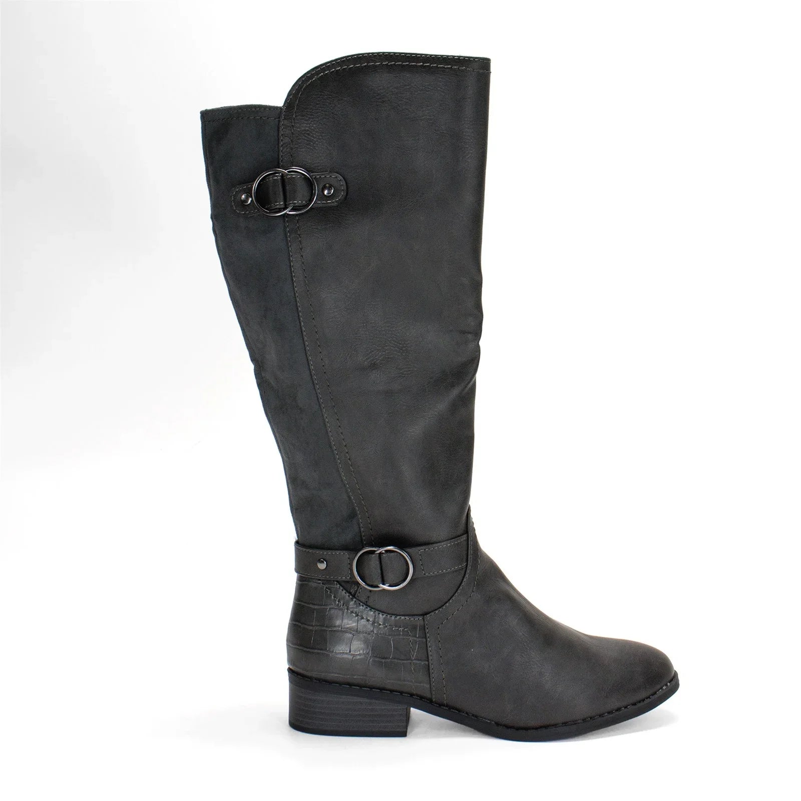 Karen Scott Women's Leandraa Extra Wide Calf Riding Boot, Grey,8 M US