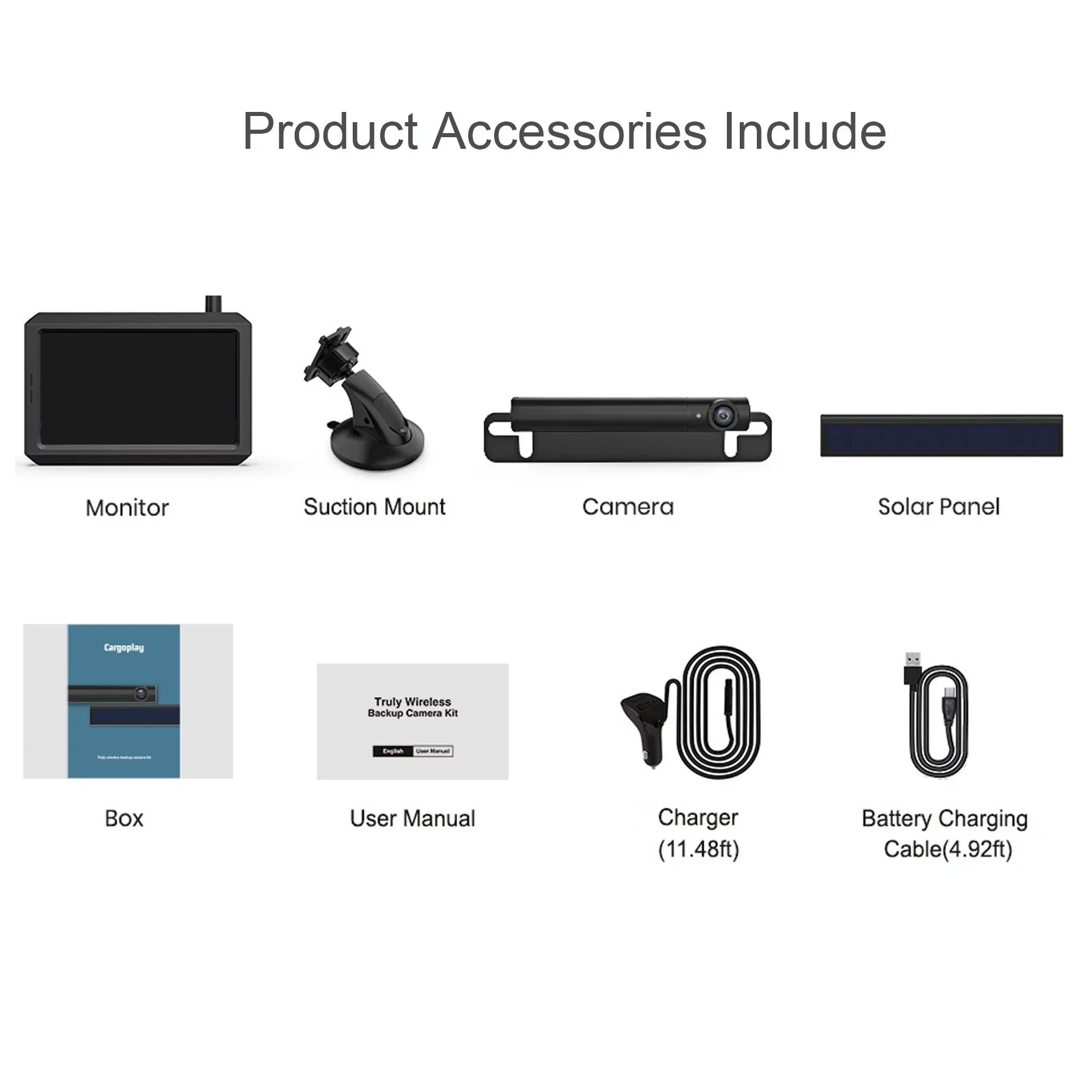 Solar Wireless Backup Camera Trailer Rear View Camera HD Reverse Assistance Supports 2 Cameras
