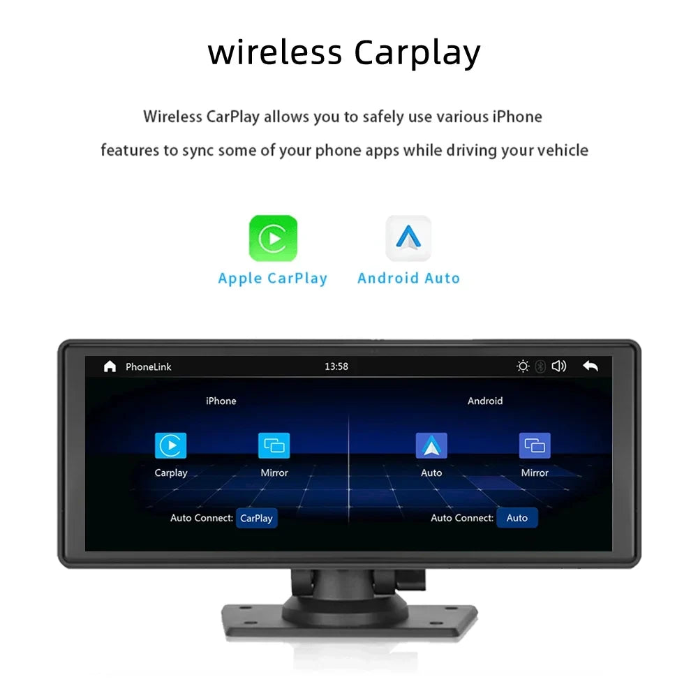 Polarlander Wireless Apple Carplay Car Stereo GPS Navigation, 9.3 Inch Touch Car Play Screen Audio Car Radio Receiver with Android Auto, Bluetooth,Backup Camera, Recorder AUX, TF, Multimedia Player