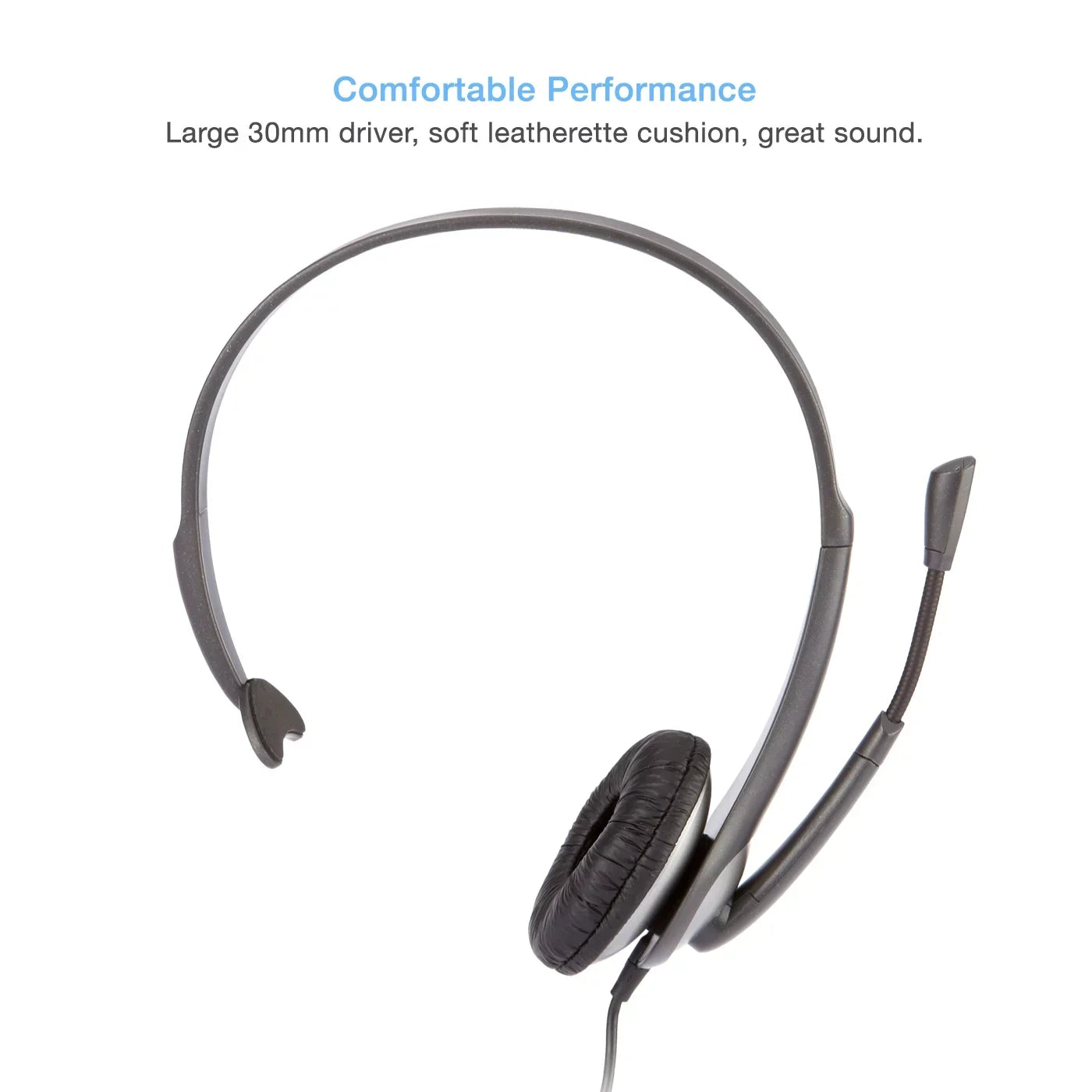 Cyber Acoustics Gray Mono Headset w/ Y-Adapter & Microphone (AC-104) -