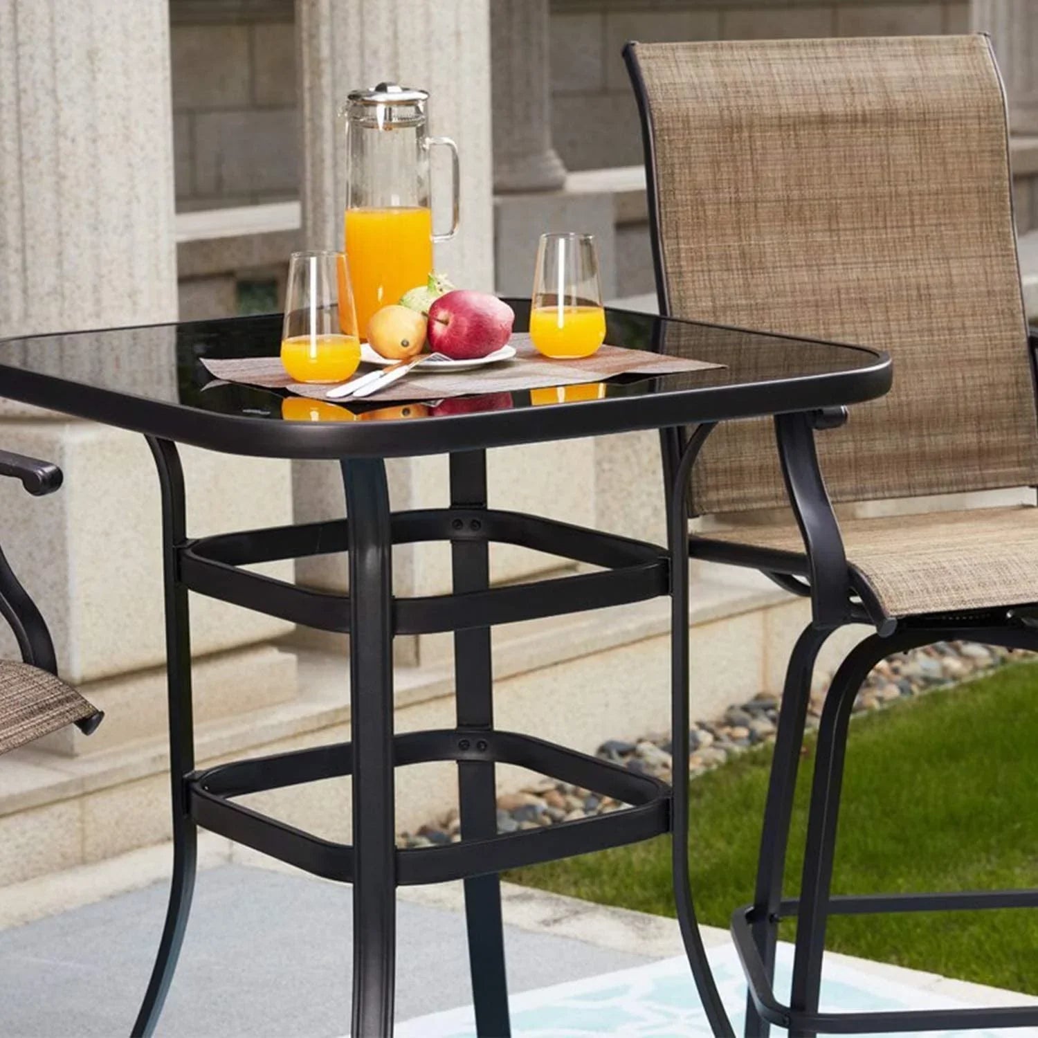 Lilac Durable & Solid Glass Bar Table For Deck Or Porch