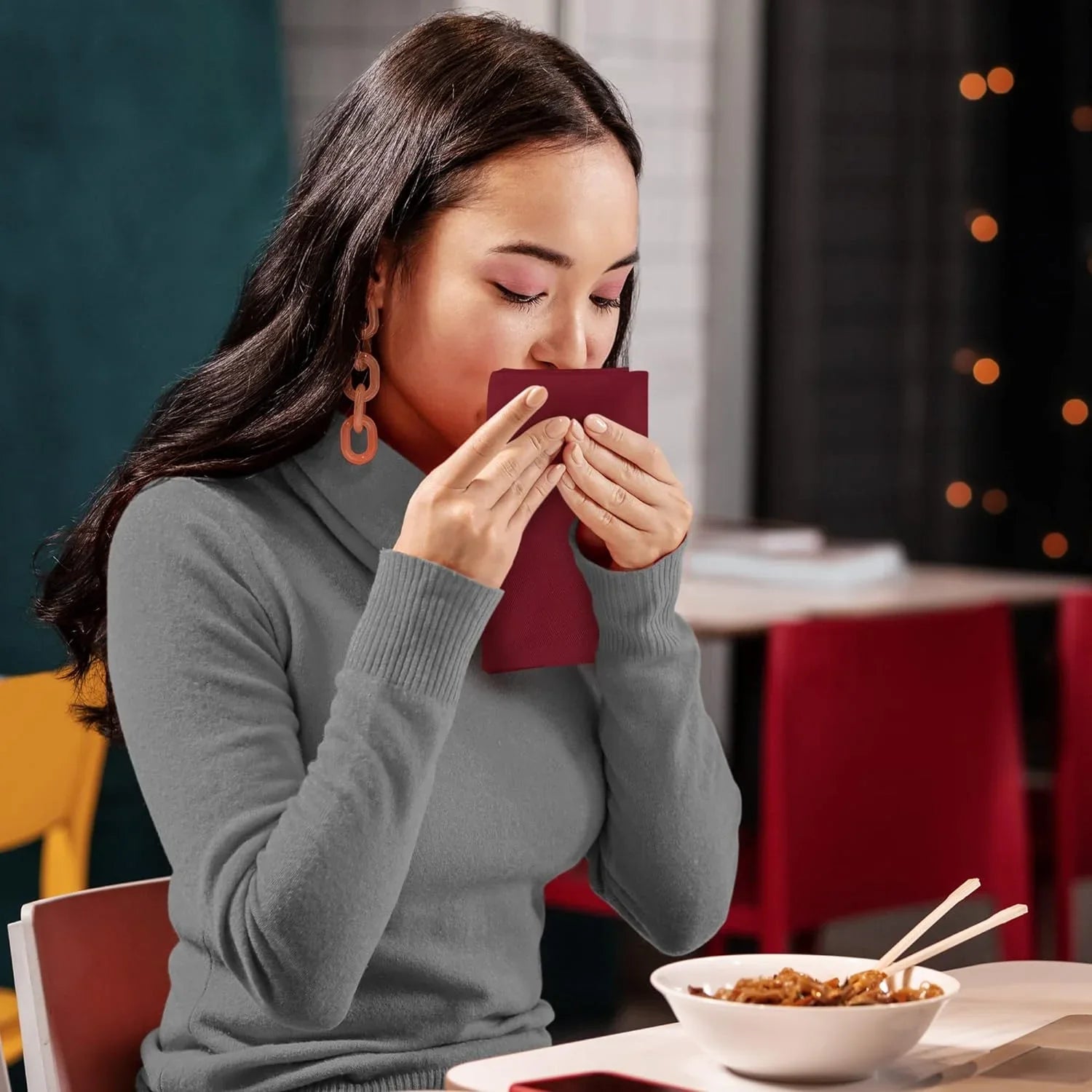 Utopia Kitchen Burgundy Cloth Napkins [12 Pack, 18x18 Inch] Cotton Blend Washable and Reusable Table Dinner Napkins for Hotel, Lunch, Restaurant, Weddings, Event and Parties 18x18 Inch Burgundy