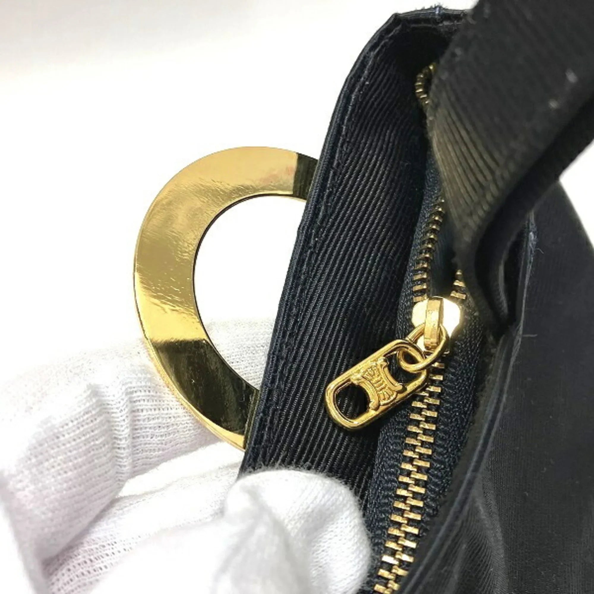 Pre-Owned Celine CELINE circle metal fittings nylon mini bag handbag ladies (Good)