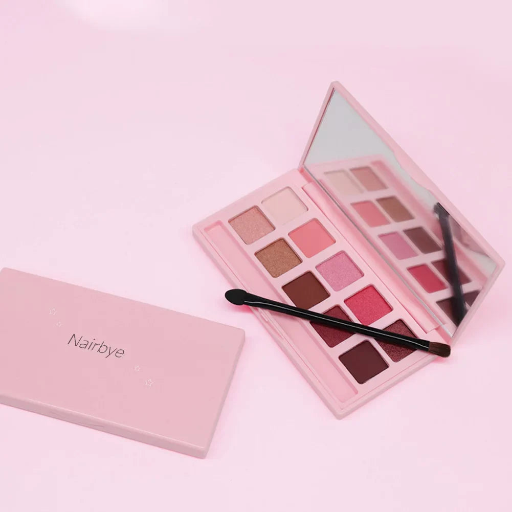 Nairbye Cosmetics, Eyeshadow Palette,10 Shades, Longwearing and Blendable, Vegan Formula