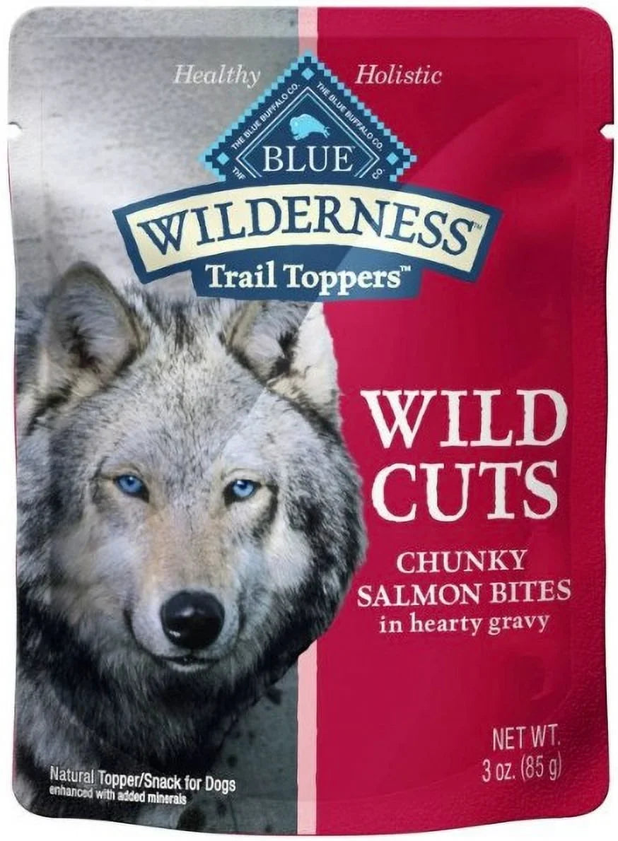 Blue Buffalo Wilderness Trail Toppers Wild Cuts Salmon in Gravy [Dog Soft And Paste Treats, Dog Supplies] 9 oz (3 x 3 oz)