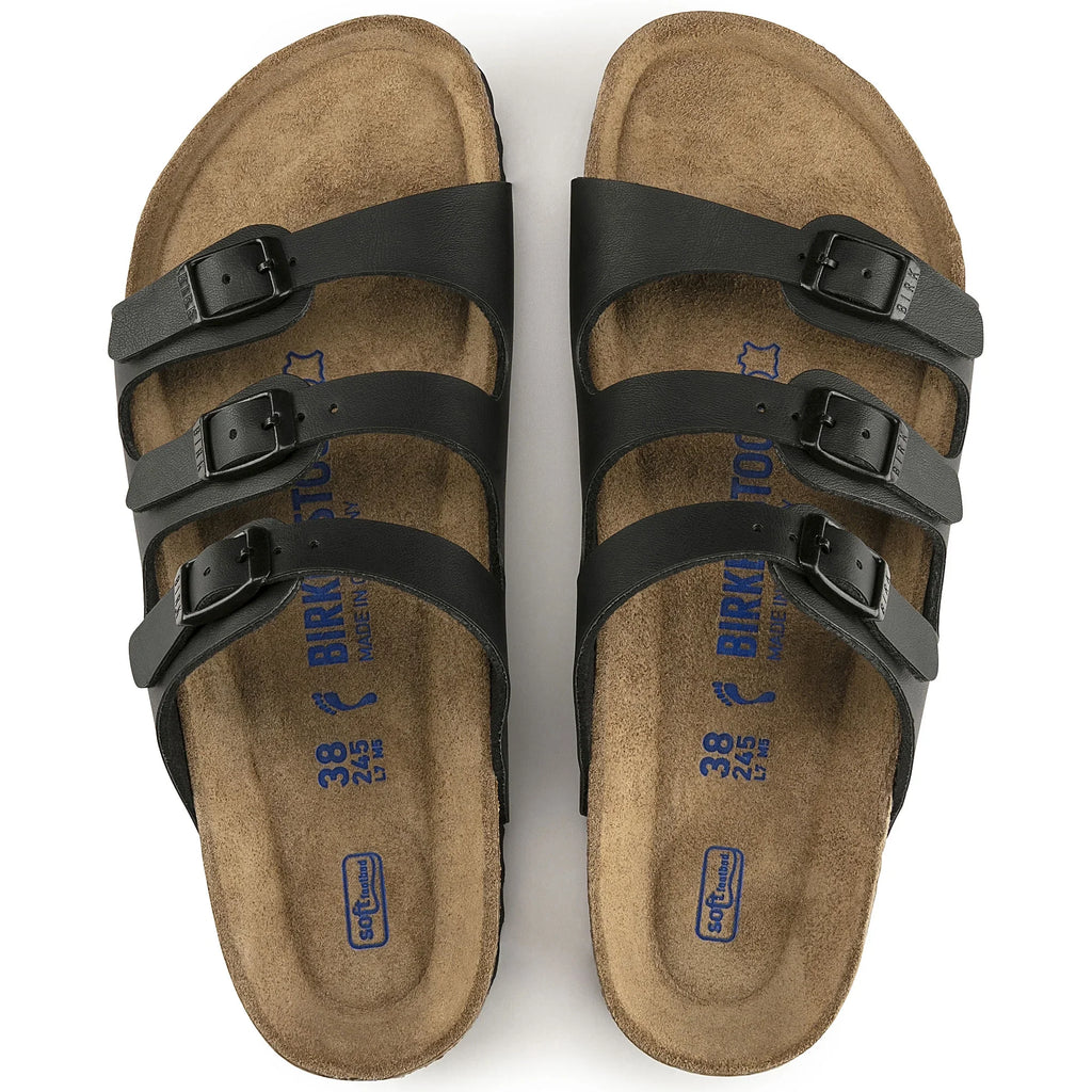 BIRKENSTOCK Women's Florida Soft Footbed Black Birko-Flor Sandal - 0053011 8-8.5 Narrow BLACK BFL