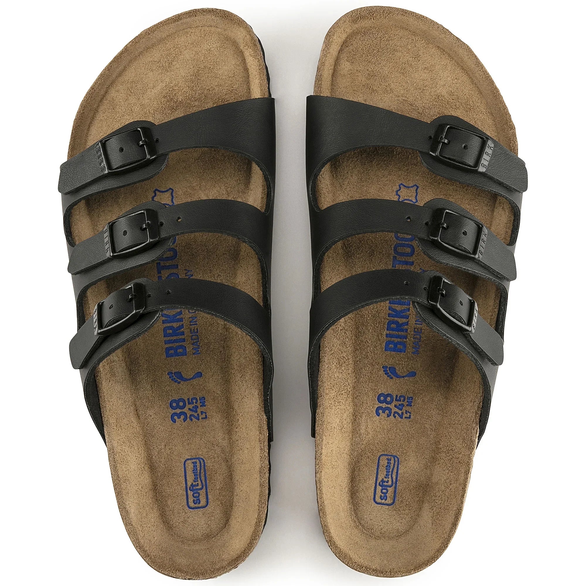 BIRKENSTOCK Women's Florida Soft Footbed Black Birko-Flor Sandal - 0053011 8-8.5 Narrow BLACK BFL