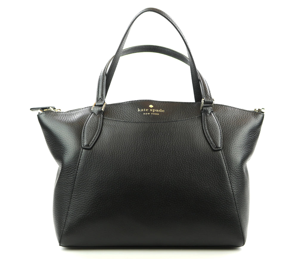 Kate Spade Monica Medium Black Pebbled Leather Satchel Bag Crossbody Handbag