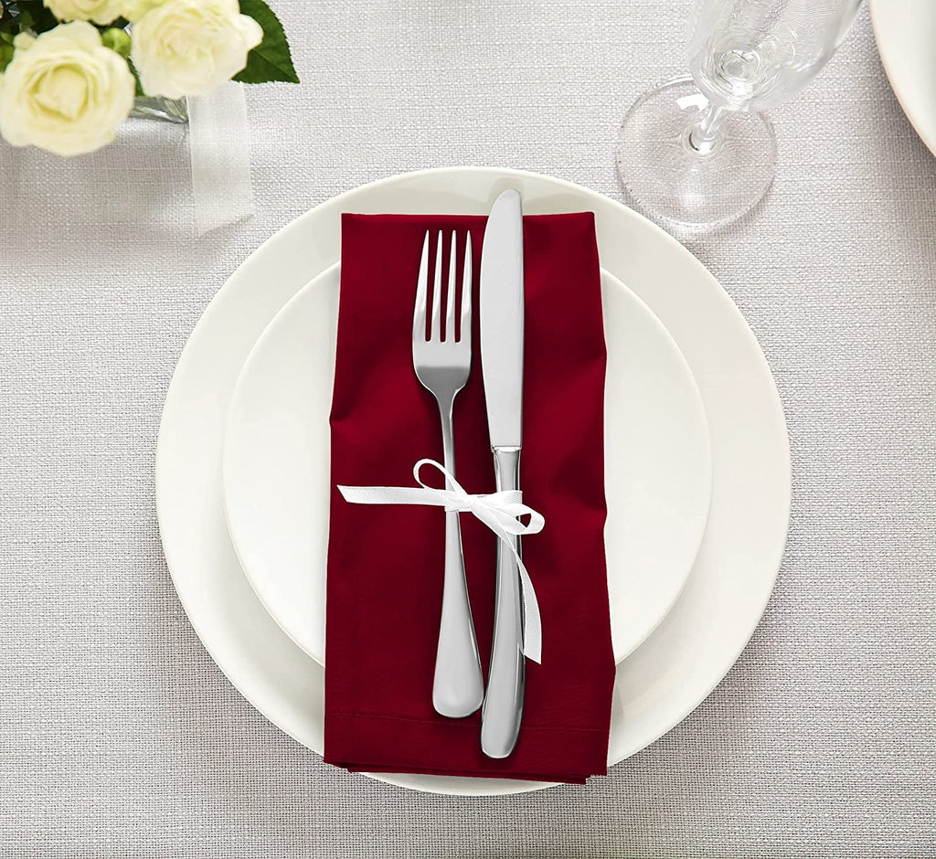 Utopia Kitchen Burgundy Cloth Napkins [12 Pack, 18x18 Inch] Cotton Blend Washable and Reusable Table Dinner Napkins for Hotel, Lunch, Restaurant, Weddings, Event and Parties 18x18 Inch Burgundy