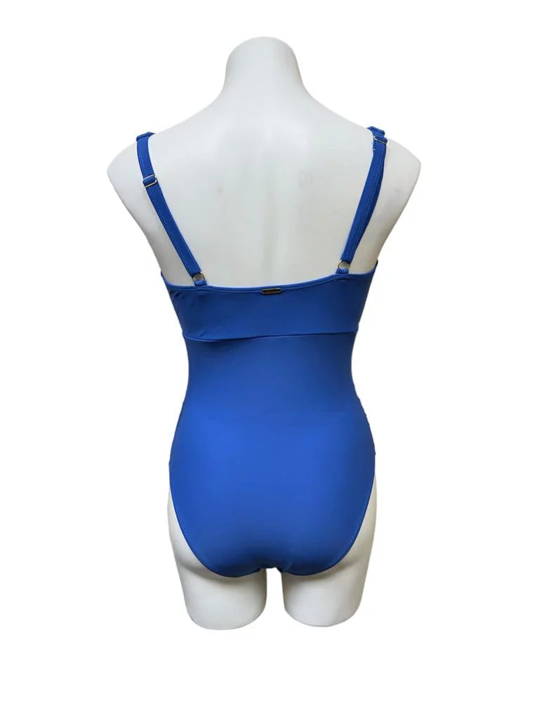 Nicole Miller BLUE YONDER Sweetheart Center Tie One Piece Swimsuit, US Small