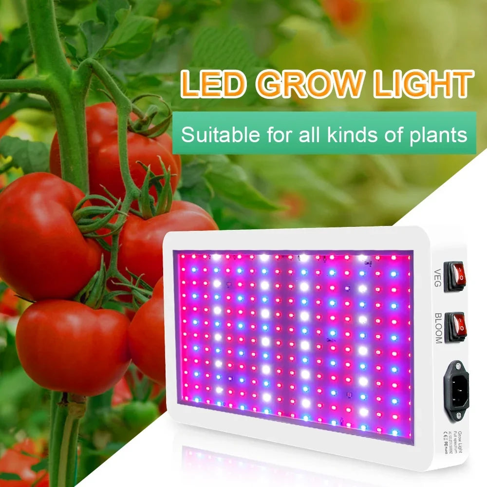 Aibecy Dual Switch LED Grow Light 2000W for Indoor Plants Full Spectrum IP65 Waterproof Ideal for Seedlings Flowers Greenhouse
