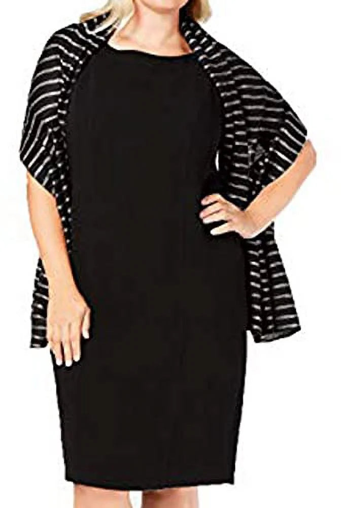 Calvin Klein Womens Pleated Metallic Stripe Evening Wrap