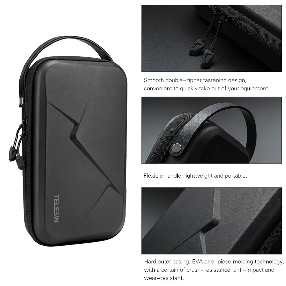 TELESIN Waterproof Portable EVA Storage Case - DIY Storage Box Compatible with DJI OSMO Action, OSMO Pocket 8/7/6/5 Action Camera and Accessories