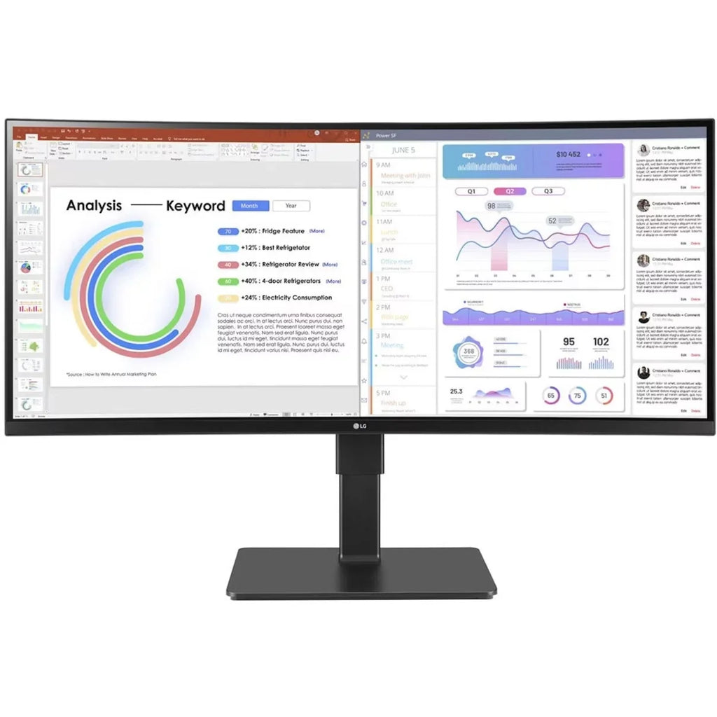 LG Ultrawide 34\" 3440 x 1440 LED HDR10, sRGB Curved Monitor, Textured Black, 34BQ77QB-B
