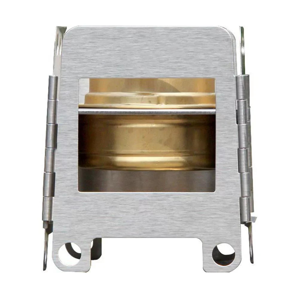 Lightweight Portable Folding Wood Stove - Stainless Steel Pocket Stove for Outdoor Camping, Cooking, Picnic, and Backpacking, Includes Backup Alcohol Burner