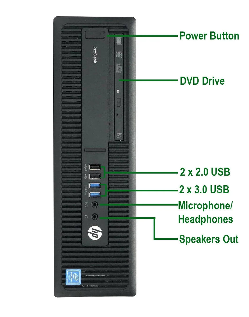 Repaired HP 600 G2 Desktop Computer Chipset Pentium G4400 3.3GHz CPU 8GB Ram, 2TB HDD, New 20" LCD, Keyboard & Mouse, WiFi, DVD, Win10 Pro PC (Refurbished)
