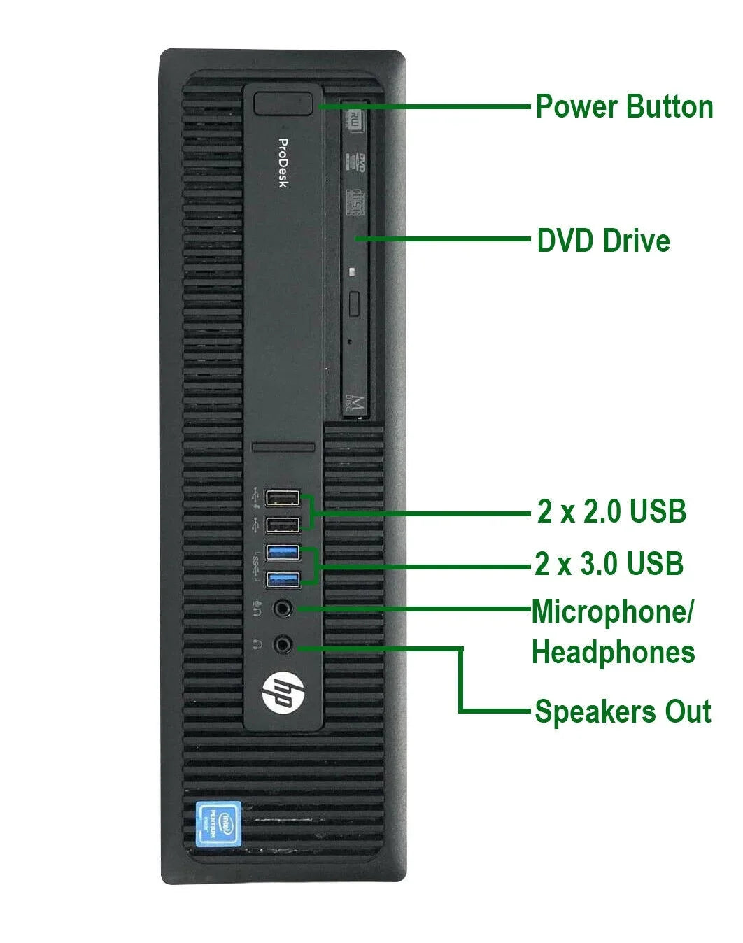 Repaired HP 600 G2 Desktop Computer Chipset Pentium G4400 3.3GHz CPU 8GB Ram, 2TB HDD, New 20" LCD, Keyboard & Mouse, WiFi, DVD, Win10 Pro PC (Refurbished)