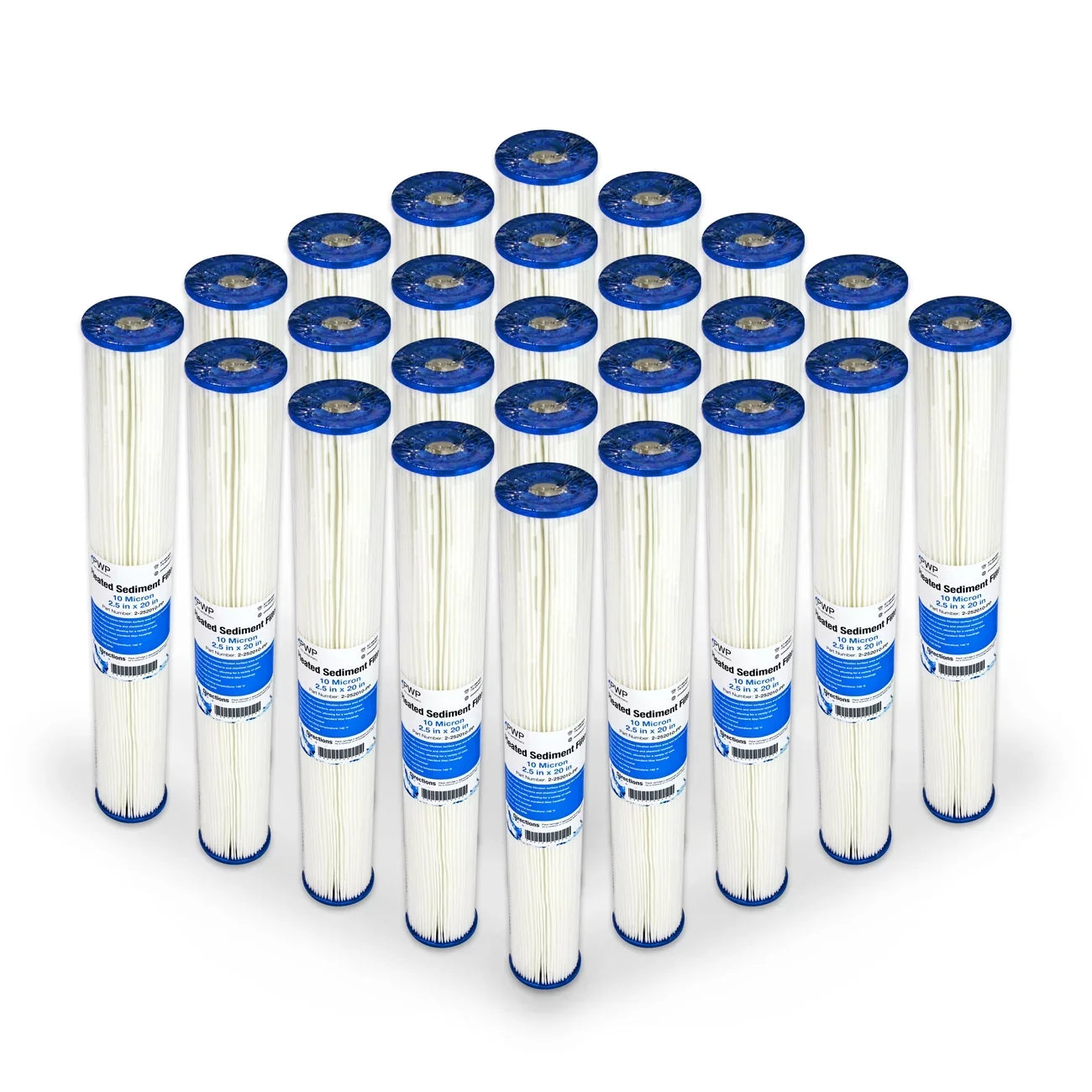 Pleated Poly Water Filter Cartridge 20x2.5" 10 micron 25 Pack