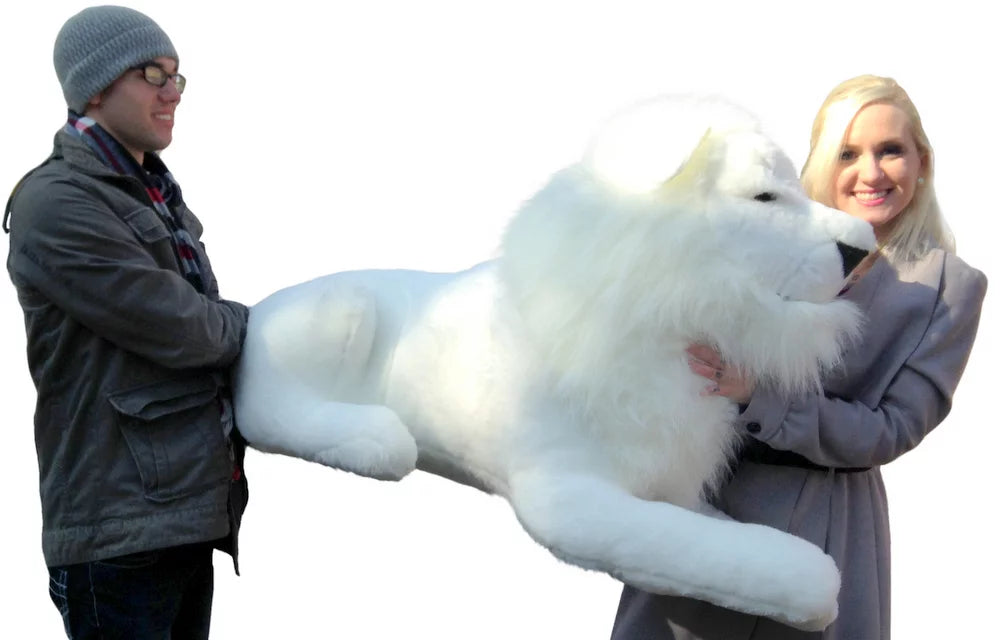 American Made Giant Stuffed WHITE Lion 48 Inches Soft Made in the USA America