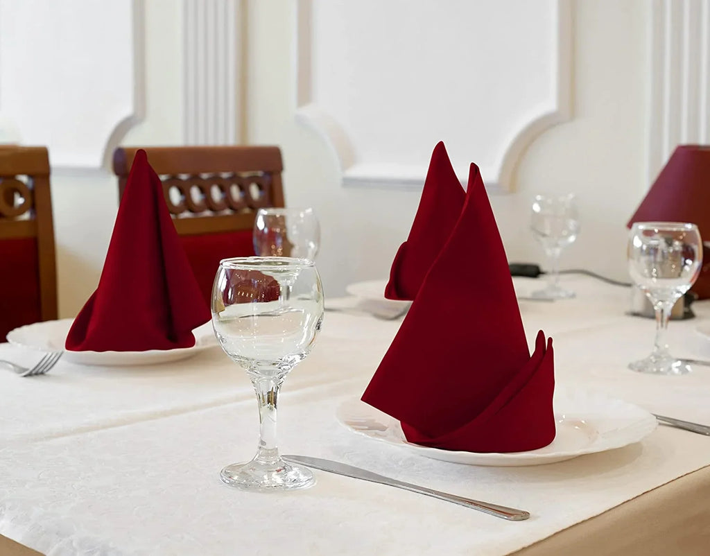 Utopia Kitchen Burgundy Cloth Napkins [12 Pack, 18x18 Inch] Cotton Blend Washable and Reusable Table Dinner Napkins for Hotel, Lunch, Restaurant, Weddings, Event and Parties 18x18 Inch Burgundy