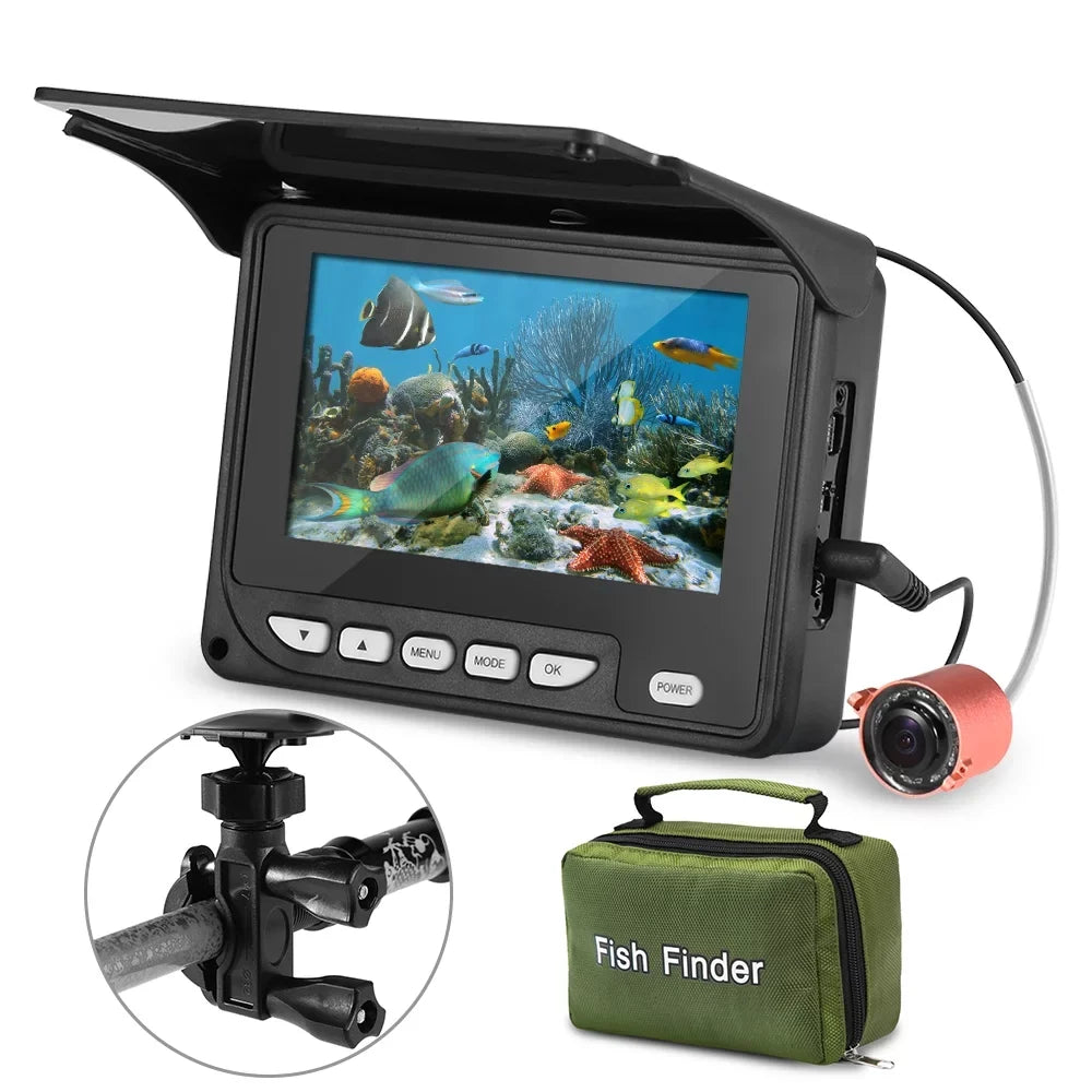moobody 4.3 Inch Portable Underwater Fishing Camera Fish Finder Waterproof Night Vision Ice Boat Fishing Camera 20M Cable with Carry Bag