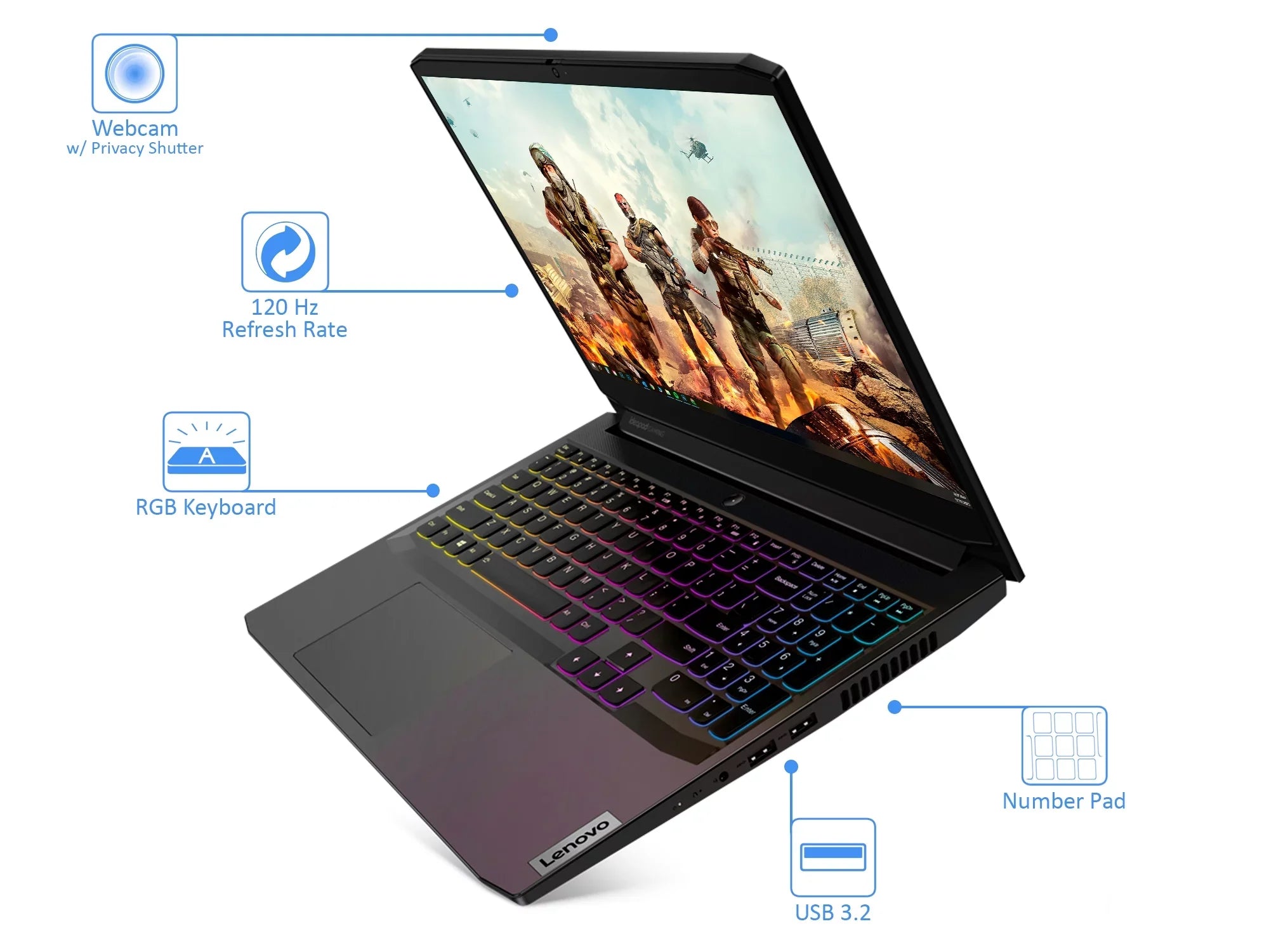 Lenovo IdeaPad 3i Gaming Notebook, 15.6" 120Hz FHD Monitor, Processor Core i7-11370H Upto 4.8GHz, 8GB RAM, 256GB NVMe SSD + 1TB HDD, NVIDIA GeForce RTX 3050 Ti, HDMI, Windows 10 Home (82K10003US)