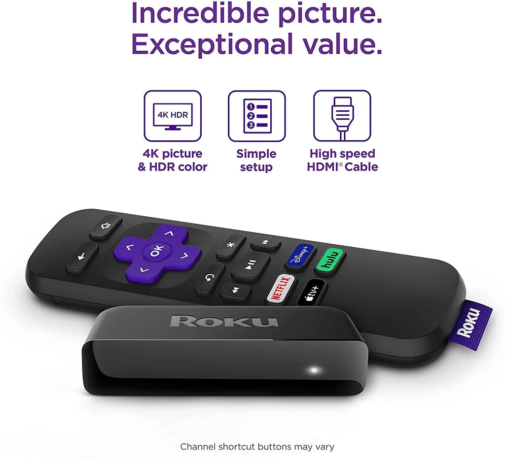 2 Pack Roku Premiere HD 4K HDR Streaming Media Player, Simple Remote and Premium HDMI Cable