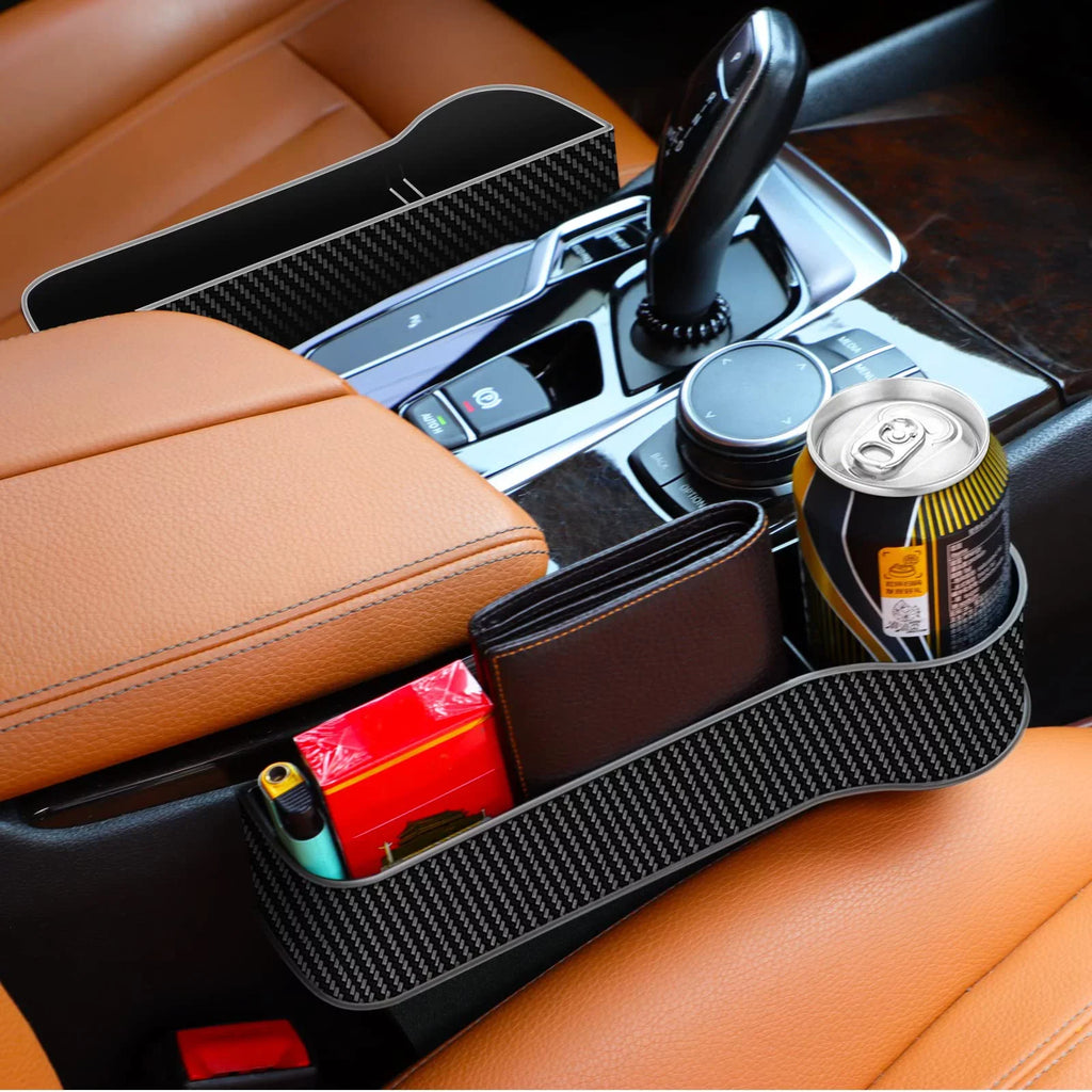 FOAUUH 2 Pack Car Seat Gap Filler Organizer,Multifunctional Car Seat Organizer with Cup Holders 2 Seat Hooks for Drink,Car Organizer Front Seat