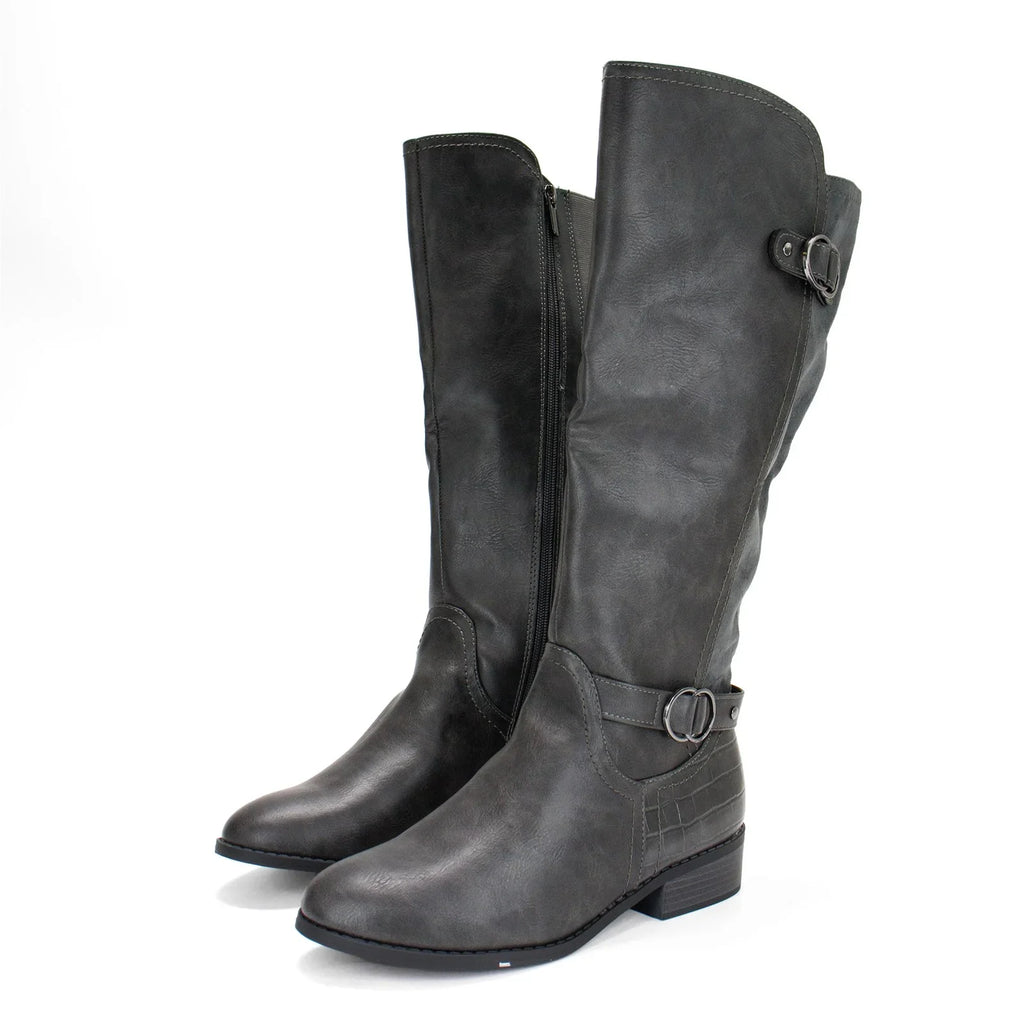 Karen Scott Women's Leandraa Extra Wide Calf Riding Boot, Grey,8 M US